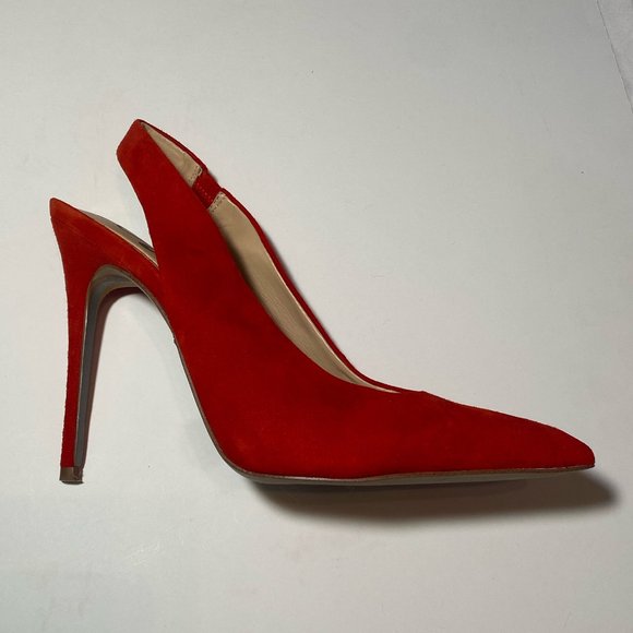SAM EDELMAN Dierdra Slingback Pump | Women's Size 9 M | Red Suede - Picture 2 of 5